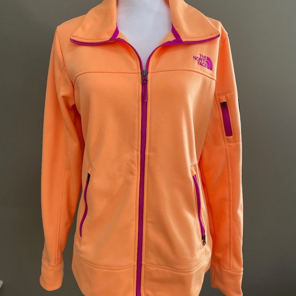 The North Face Orange with Pink Trim Fleece Jacket